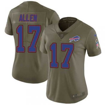 Women's Nike Buffalo Bills #17 Josh Allen Olive Stitched NFL Limited 2017 Salute to Service Jersey