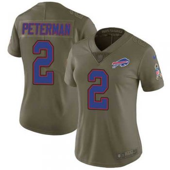 Women's Nike Buffalo Bills #2 Nathan Peterman Olive Stitched NFL Limited 2017 Salute to Service Jersey