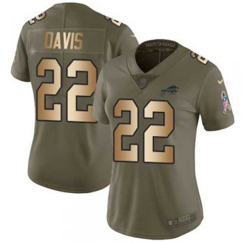 Women's Nike Buffalo Bills #22 Vontae Davis Olive Gold Stitched NFL Limited 2017 Salute to Service Jersey