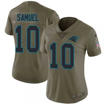 Women's Nike Carolina Panthers #10 Curtis Samuel Olive Stitched NFL Limited 2017 Salute to Service Jersey