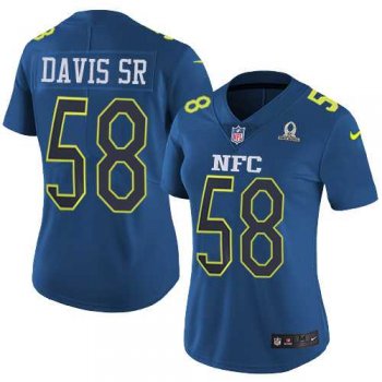 Women's Nike Carolina Panthers #58 Thomas Davis Sr Navy Stitched NFL Limited NFC 2017 Pro Bowl Jersey