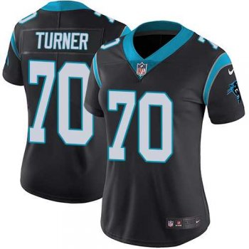 Women's Nike Carolina Panthers #70 Trai Turner Black Team Color Stitched NFL Vapor Untouchable Limited Jersey