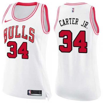 Women's Nike Chicago Bulls #34 Wendell Carter Jr. White Pink NBA Swingman Fashion Jersey