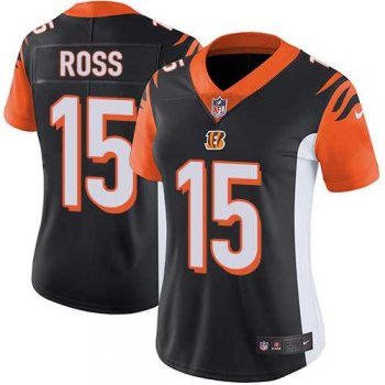 Women's Nike Cincinnati Bengals #15 John Ross Black Team Color Stitched NFL Vapor Untouchable Limited Jersey