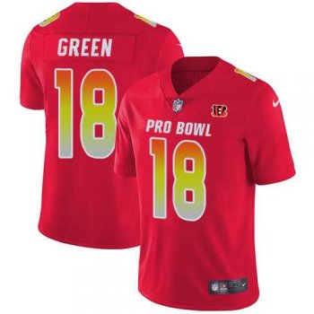 Women's Nike Cincinnati Bengals #18 A.J. Green Red Stitched NFL Limited AFC 2018 Pro Bowl Jersey