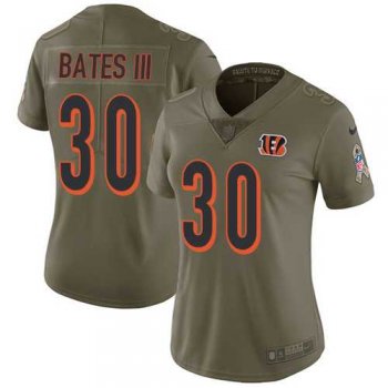 Women's Nike Cincinnati Bengals #30 Jessie Bates III Olive Stitched NFL Limited 2017 Salute to Service Jersey