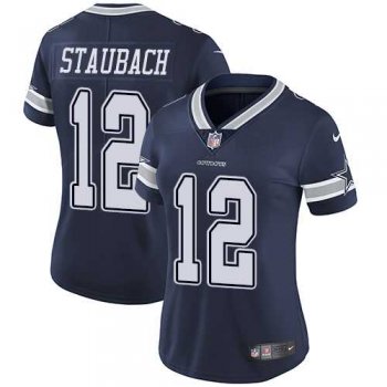 Women's Nike Dallas Cowboys #12 Roger Staubach Navy Blue Team Color Stitched NFL Vapor Untouchable Limited Jersey