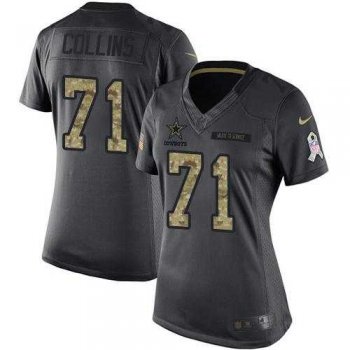 Women's Nike Dallas Cowboys #71 La'el Collins Anthracite Stitched NFL Limited 2016 Salute to Service Jersey