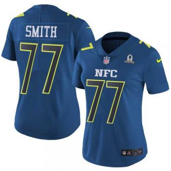 Women's Nike Dallas Cowboys #77 Tyron Smith Navy Stitched NFL Limited NFC 2017 Pro Bowl Jersey