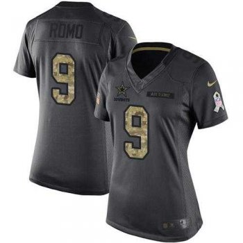 Women's Nike Dallas Cowboys #9 Tony Romo Anthracite Stitched NFL Limited 2016 Salute to Service Jersey