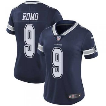 Women's Nike Dallas Cowboys #9 Tony Romo Navy Blue Team Color Stitched NFL Vapor Untouchable Limited Jersey