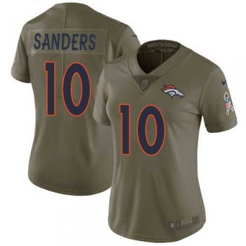 Womens Nike Denver Broncos #10 Emmanuel Sanders Olive Stitched NFL Limited 2017 Salute to Service Jersey