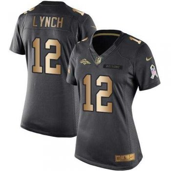 Women's Nike Denver Broncos #12 Paxton Lynch Anthracite Stitched NFL Limited Gold Salute to Service Jersey