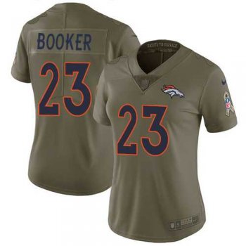 Womens Nike Denver Broncos #23 Devontae Booker Olive Stitched NFL Limited 2017 Salute to Service Jersey