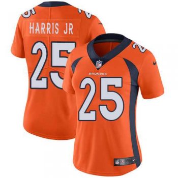 Women's Nike Denver Broncos #25 Chris Harris Jr Orange Team Color Stitched NFL Vapor Untouchable Limited Jersey