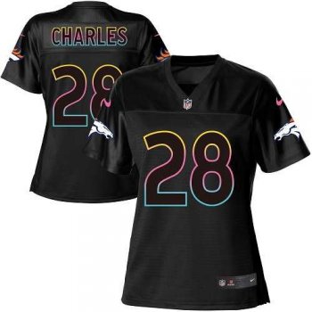 Women's Nike Denver Broncos #28 Jamaal Charles Black NFL Fashion Game Jersey