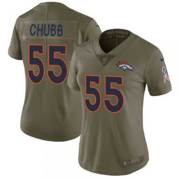 Women's Nike Denver Broncos #55 Bradley Chubb Olive Stitched NFL Limited 2017 Salute to Service Jersey