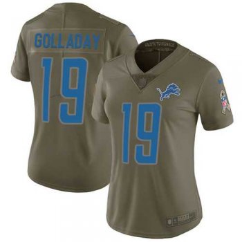 Women's Nike Detroit Lions #19 Kenny Golladay Olive Stitched NFL Limited 2017 Salute to Service Jersey