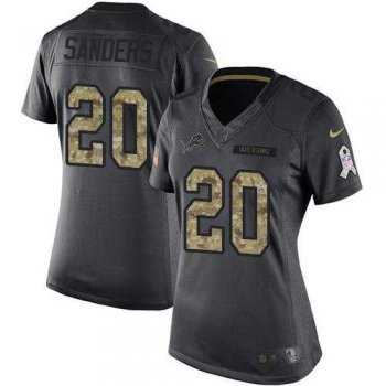 Women's Nike Detroit Lions #20 Barry Sanders Anthracite Stitched NFL Limited 2016 Salute to Service Jersey