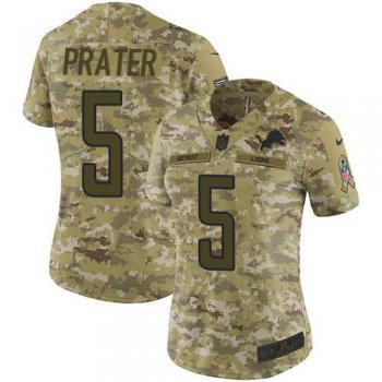 Women's Nike Detroit Lions #5 Matt Prater Camo Stitched NFL Limited 2018 Salute to Service Jersey