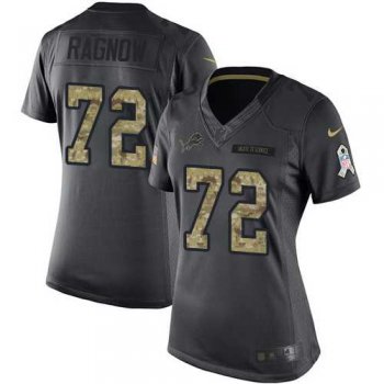 Women's Nike Detroit Lions #72 Frank Ragnow 2016 Salute to Service Black Limited NFL