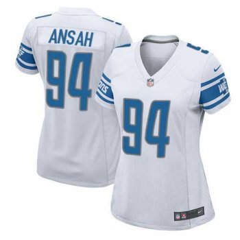 Women's Nike Detroit Lions #94 Ziggy Ansah White Stitched NFL Elite Jersey