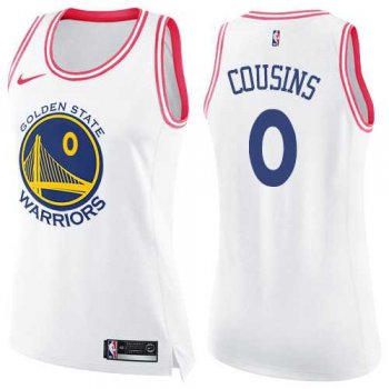 Women's Nike Golden State Warriors #0 DeMarcus Cousins White Pink NBA Swingman Fashion Jersey