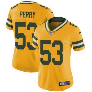 Women's Nike Green Bay Packers #53 Nick Perry Yellow Stitched NFL Limited Rush Jersey