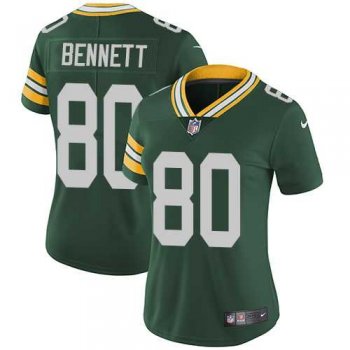 Women's Nike Green Bay Packers #80 Martellus Bennett Green Team Color Stitched NFL Vapor Untouchable Limited Jersey