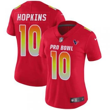 Women's Nike Houston Texans #10 DeAndre Hopkins Red Stitched NFL Limited AFC 2019 Pro Bowl Jersey