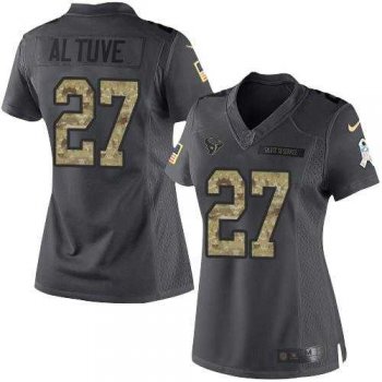 Women's Nike Houston Texans #27 Jose Altuve Anthracite Stitched NFL Limited 2016 Salute to Service Jersey