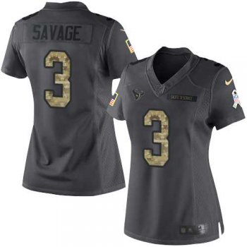 Women's Nike Houston Texans #3 Tom Savage Anthracite Stitched NFL Limited 2016 Salute to Service Jersey