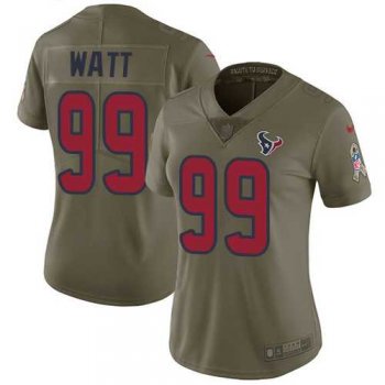 Women's Nike Houston Texans #99 J.J. Watt Olive Stitched NFL Limited 2017 Salute to Service Jersey