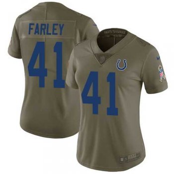 Women's Nike Indianapolis Colts #41 Matthias Farley Olive Stitched NFL Limited 2017 Salute to Service Jersey