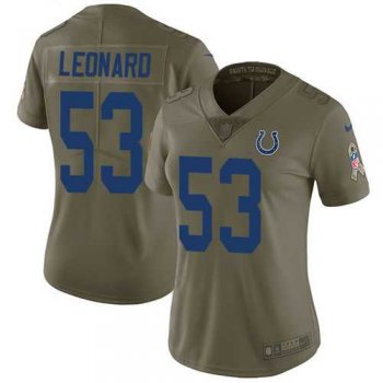 Women's Nike Indianapolis Colts #53 Darius Leonard Olive Stitched NFL Limited 2017 Salute to Service Jersey