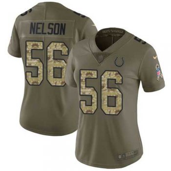 Women's Nike Indianapolis Colts #56 Quenton Nelson Olive Camo Stitched NFL Limited 2017 Salute to Service Jersey