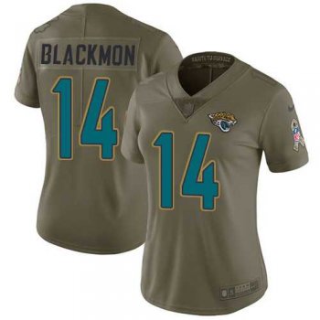 Women's Nike Jacksonville Jaguars #14 Justin Blackmon Olive Stitched NFL Limited 2017 Salute to Service Jersey