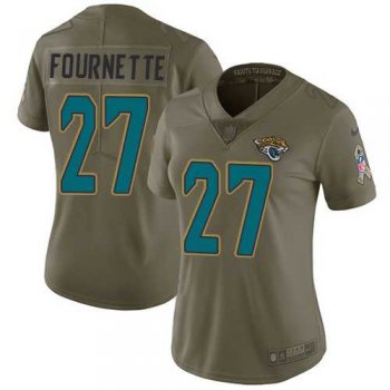 Women's Nike Jacksonville Jaguars #27 Leonard Fournette Olive Stitched NFL Limited 2017 Salute to Service Jersey