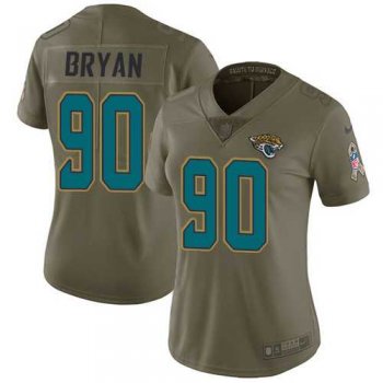 Women's Nike Jacksonville Jaguars #90 Taven Bryan Olive Stitched NFL Limited 2017 Salute to Service Jersey