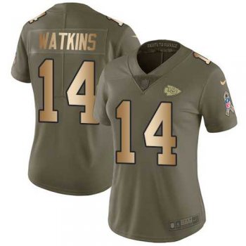 Women's Nike Kansas City Chiefs #14 Sammy Watkins Olive Gold Stitched NFL Limited 2017 Salute to Service Jersey