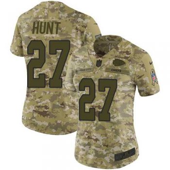 Women's Nike Kansas City Chiefs #27 Kareem Hunt Camo Stitched NFL Limited 2018 Salute to Service Jersey