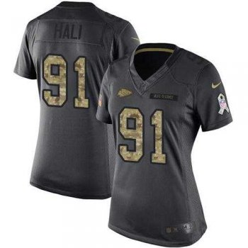 Women's Nike Kansas City Chiefs #91 Tamba Hali Anthracite Stitched NFL Limited 2016 Salute to Service Jersey