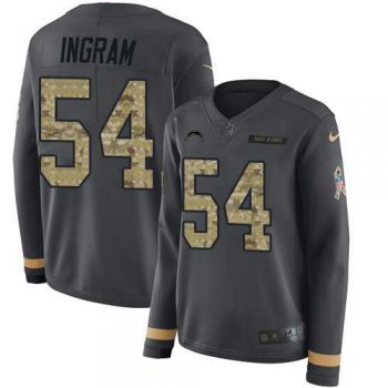 Women's Nike Los Angeles Chargers #54 Melvin Ingram Anthracite Salute to Service Stitched NFL Limited Therma Long Sleeve Jersey