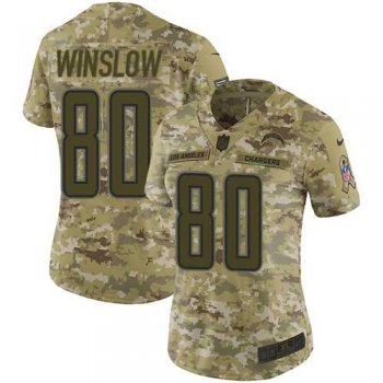 Women's Nike Los Angeles Chargers #80 Kellen Winslow Camo Stitched NFL Limited 2018 Salute to Service Jersey