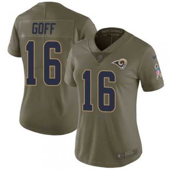 Women's Nike Los Angeles Rams #16 Jared Goff Olive Stitched NFL Limited 2017 Salute to Service Jersey