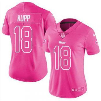 Women's Nike Los Angeles Rams #18 Cooper Kupp Pink Stitched NFL Limited Rush Fashion Jersey