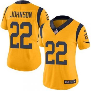 Women's Nike Los Angeles Rams #22 Trumaine Johnson Gold Stitched NFL Limited Rush Jersey