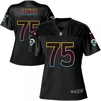 Women's Nike Los Angeles Rams #75 Deacon Jones Game Black Fashion NFL Jersey