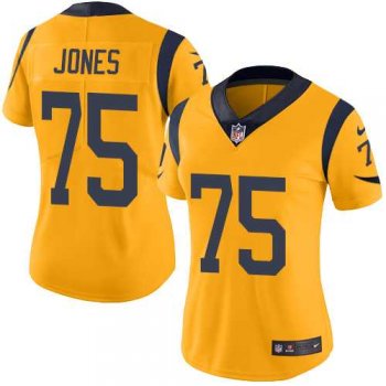 Women's Nike Los Angeles Rams #75 Deacon Jones Limited Gold Rush NFL Jersey