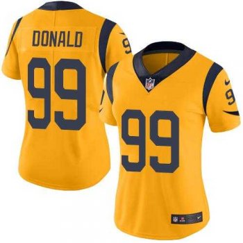 Women's Nike Los Angeles Rams #99 Aaron Donald Gold Stitched NFL Limited Rush Jersey